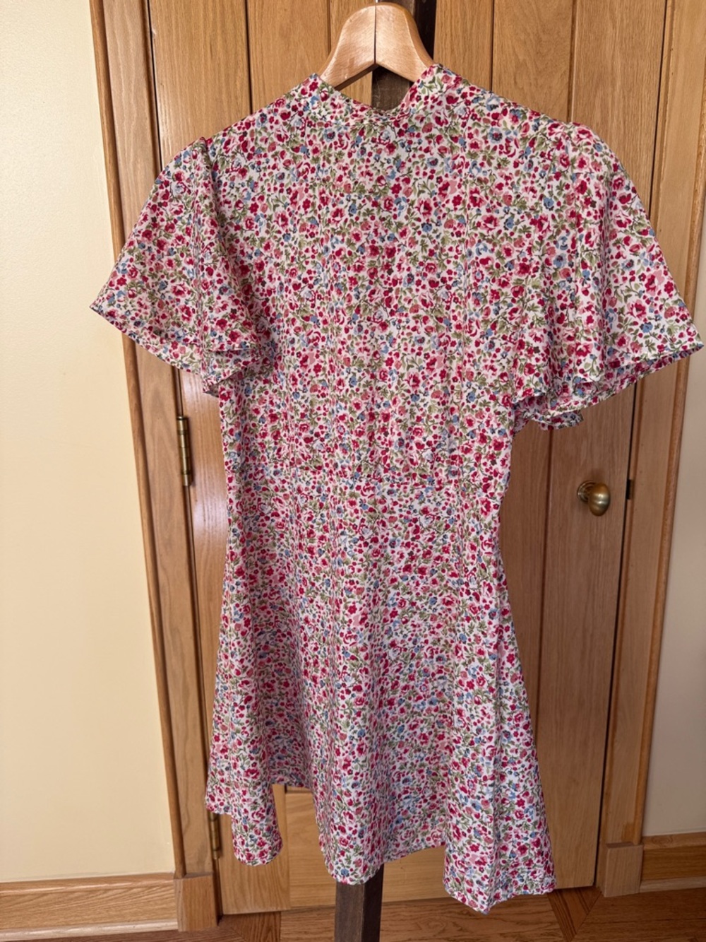 AX Paris Floral Short Sleeve A-Line Dress in Pink & Green